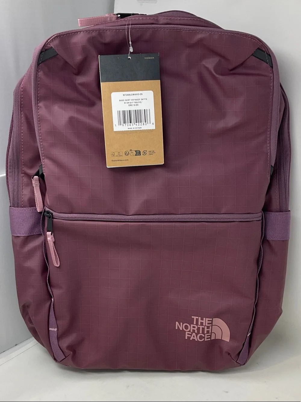 The North Face Backpack in Plum with Pink Logo